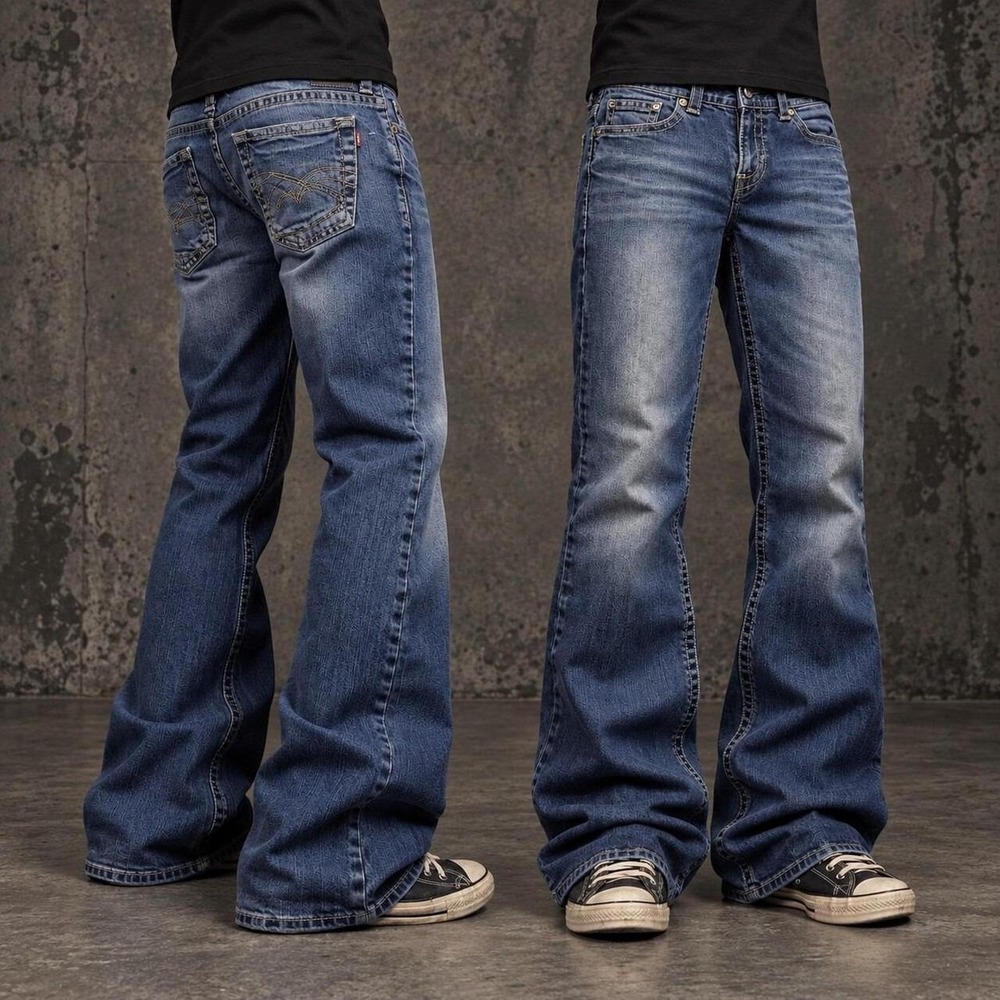 30x30 Blue Wide Leg Flared Bootcut Jeans Y2K Indie 2000s